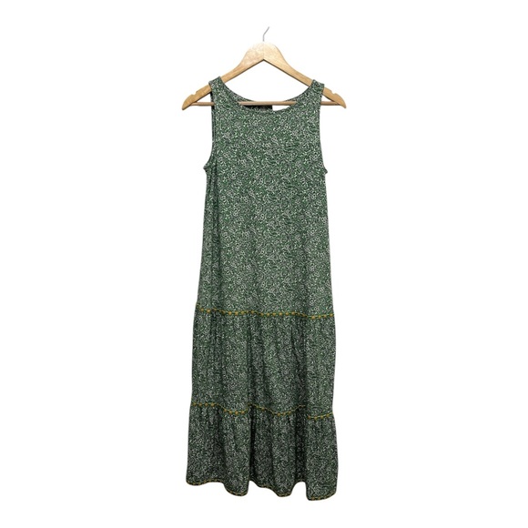 J. Jill Green Grass Fern Ditsy Tiered Mixed-Print Maxi Dress Size XS - Picture 11 of 12